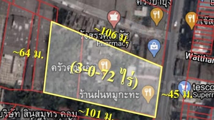 ขายที่ดินถนนท้ายบ้านที่ดินขนาด 3-0-72 ไร่ พร้อมสิ่งปลูกสร้าง (L-640105-0008)