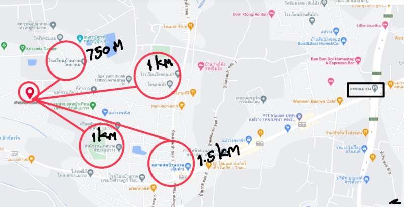 ขายที่ดินแม่วาง ใกล้ตลาดอุ้ยคำ 162 วา โฉนดพร้อมโอน