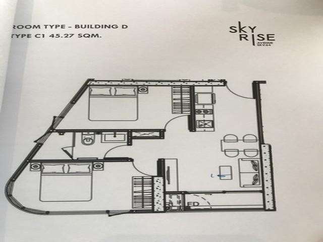 ขายดาวน์ โครงการ SKYRISE AVENUE สุขุมวิท64 ขนาด 45.27 ชั้น 19