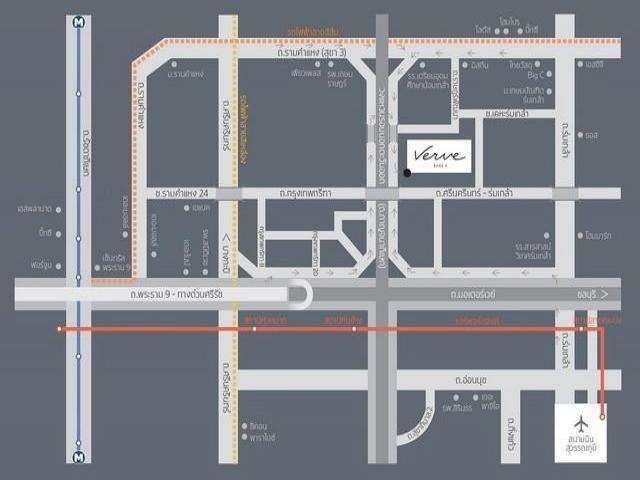 POR2995 ให้เช่า เวิร์ฟ พระราม 9 VERVE Rama 9 หลังมุม 2 ห้องนอน เลียบวงแหวนรอบนอกกาญจนา กรุงเทพกรีฑาตัดใหม่ เลี้ยงสัตว์ได้
