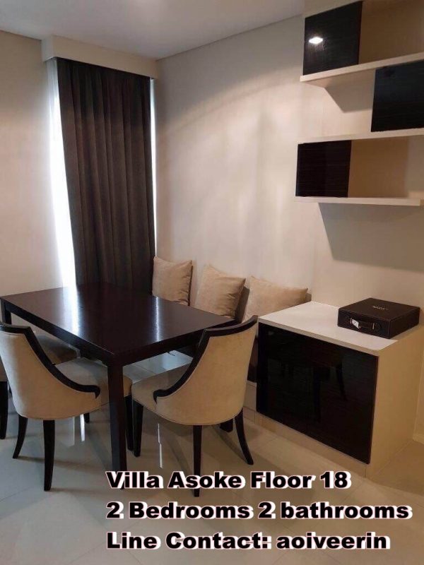 2 Bedrooms Corner Unit at Villa Asoke available for rent floor 18