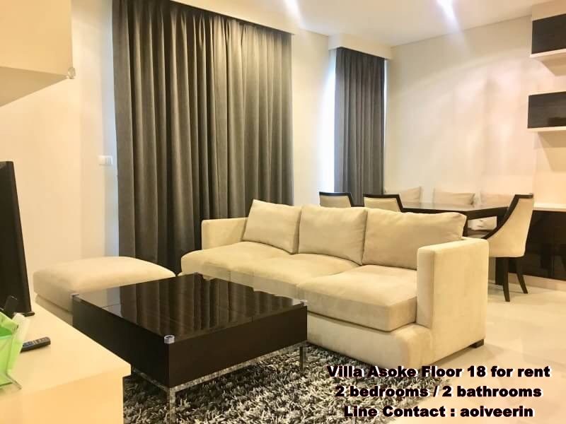 2 Bedrooms Corner Unit at Villa Asoke available for rent floor 18