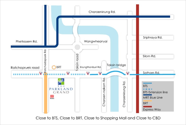 ขาย คอนโด The Parkland Grand Taksin ถนนตากสิน ใกล้ BTS สถานีตลาดพลู