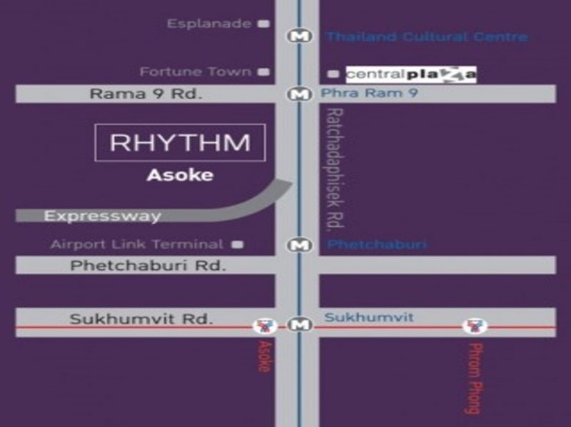 ให้เช่า คอนโด Rhythm Asoke (ริทึ่ม อโศก) โครงการติดถนนอโศก-ดินแดง ใกล้รถไฟฟ้า MRT พระราม9 และทางด่วนพระราม 9