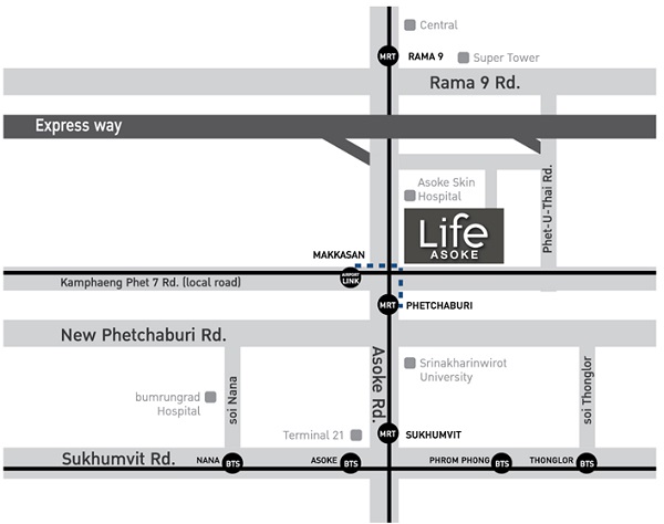 ให้เช่าถูก คอนโด Life Asoke (ไลฟ์ อโศก) ห้อง 35 ตรม. 1 นอน ชั้นสูง ทิศตะวันออก ตกแต่งสวยเฟอร์ครบ ติด MRT เพชรบุรี และ Airport Link มักกะสัน ทำเลดี ใกล้ Terminal 21, Central Rama 9