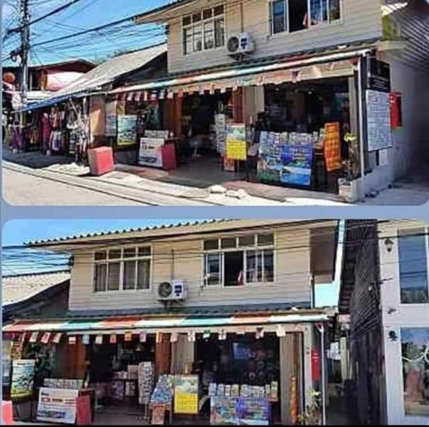 ขายบ้านพร้อมที่ดินบนถนนย่านธุรกิจ Bophut Fisherman Village Koh Samui หน้าบ้านติดถนนคนเดิน