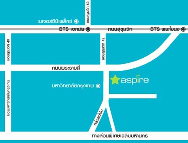 ให้เช่า Aspire แอสปาย พระราม 4 (700 เมตรจาก รถไฟฟ้า BTS เอกมัย) 30 ตร.ม. ชั้น 17 วิวเมือง ตกแต่งครบ