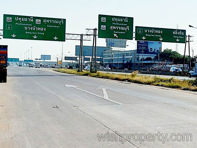 ที่ดินแปลงสวยต.ลำโพ บางบัวทอง  3ไร่ ด้านหน้าติดถนน ด้านหลังติดคลอง ทำเลดี