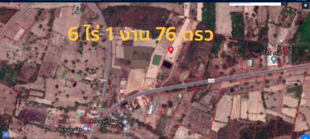 ขายที่ดิน  6 ไร่ 1 งาน 76 ตรว. ติดถนน วารีราชเดช ที่ดินรูปสี่เหลี่ยม กุดชุม ยโสธร