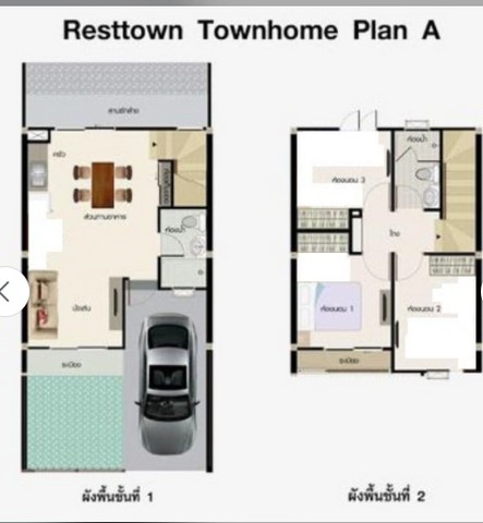 ให้เช่าทาวน์โฮม2ชั้น Resttown บางนาตราด กม9 มี 3ห้องนอน 2 ห้องน้ำ