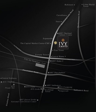 Project : IVY AMPIO Rent : 120,000Baht/Month  Location : MRT Thailand Culture Centre Special Duplex