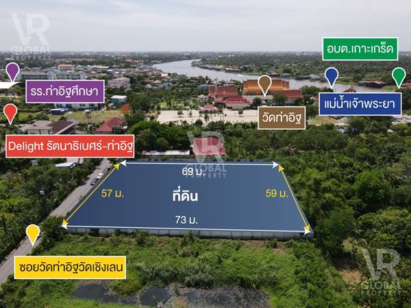 รหัสทรัพย์ 184 ขายที่ดิน ย่านปากเกร็ด 3-0-44 ไร่ บรรยากาศดี เพียง 300 ม. จากแม่น้ำเจ้าพระยา