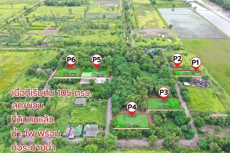 ขาย ที่ดิน แบ่งขายบ้านสวน คลอง14 องครักษ์ 105 ตร.วา ทำเลอนาคต