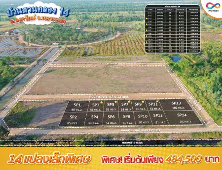 ขาย ที่ดิน ทำเลอนาคตบ้านสวนคลอง 14 องครักษ์ 51 ตร.วา วิวสวย บรรยากาศดี