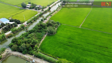 ขาย ที่ดินเปล่า ริม ถนน ทางหลวง 346 ปทุม – บางเลน หน้ากว้าง 120 เมตร รูปแปลงที่ดินสวย