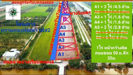 ที่ดินเงินผ่อน คลองแปด หนองเสือ บึงบอน ห่างถนนรังสิต-นครนายก 8.5 กม.