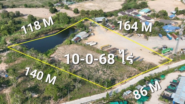 ขายที่ดินเปล่าขนาด 10ไร่ ผังสีส้ม เหมาะทำโกดัง คลังสินค้า จัดสรร ตะเคียนเตี้ย ใกล้โรงเรียนศรีสุขวิท ราคาถูก บางละมุง ชลบุรี