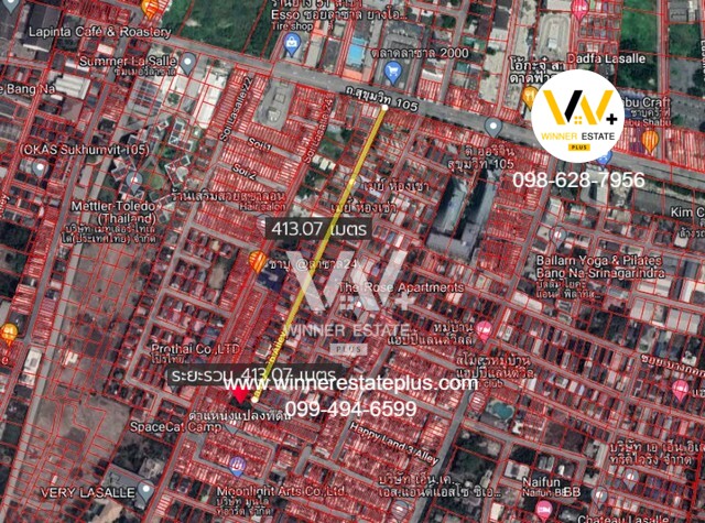 ขายที่ดินสุขุมวิท 105 ลาซาล 26 กว้าง 30 M รูปสี่เหลี่ยมผืนผ้า ใกล้ BTS บางนา รถไฟฟ้าสีเหลืองศรีนครินทร์