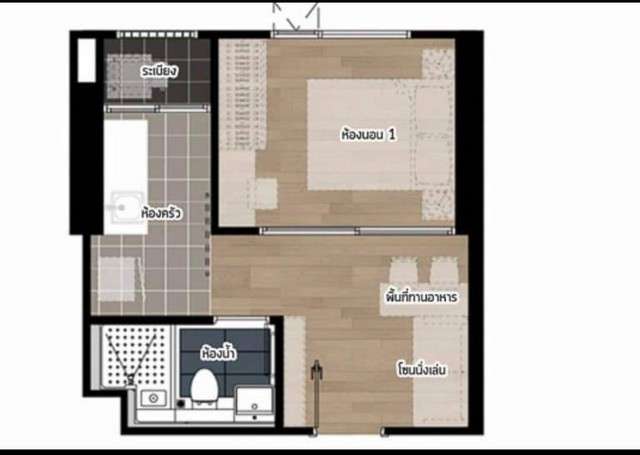 รหัส NOOM012 ขายAspire sathorn-taksin ขาย ห้องขนาด26.56ตรม. แบบ1ห้องนอน 1ห้องน้ำ ชั้น 15