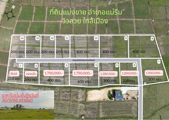 ขายที่ดิน 5 แปลง ตำบลสันโป่ง อำเภอแม่ริม จังหวัดเชียงใหม่