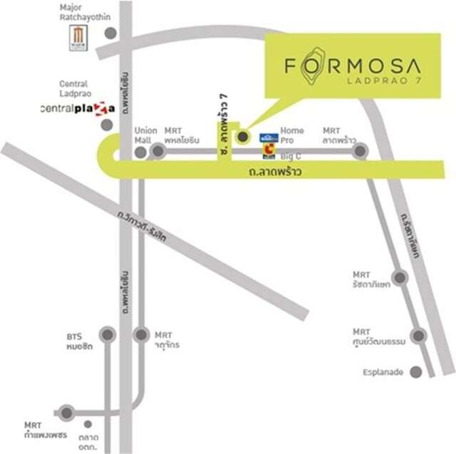 AVAILABLE FOR RENT 2 bedrooms, 2 bathrooms Formosa Ladprao 7 Condominium