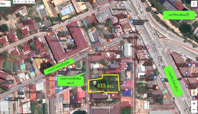 พื้นที่ดิน – ขนาด = 335 Square Wah 0 ngan 0 Rai  8375000 B. ไม่ไกลจาก มหาวิทยาลัยแม่โจ้ ราคาดีเยี่ยม ที่ดินติดถนนผังสีแดง
