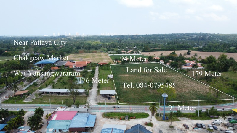 Land for Sale 10 Rai ขายที่ 10 ไร่ ติดถนน ทางหลวงชนบท ใกล้ เมืองพัทยากับตลาดชุมชนจีนเก่าชากแง้ว