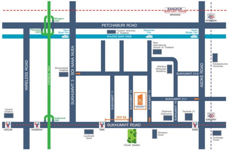 15 Sukhumvit Residence ใกล้ BTS สถานีนานา มีหลายห้อง แบบสตูดิโอ-1 ห้องนอน เฟอร์ครบ