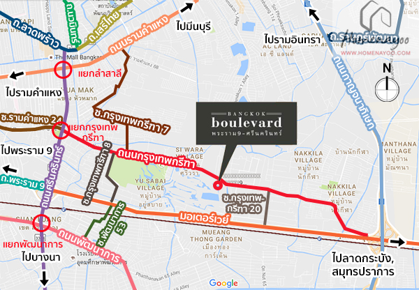 ให้เช่าบ้านเดี่ยว 2 ชั้นหลังมุม 65 ตรว. บางกอกบูเลอวาร์ด Bangkok Boulevard พระราม 9 ศรีนครินทร์ ติดถนนกรุงเทพกรีฑา เดินทางสะดวก