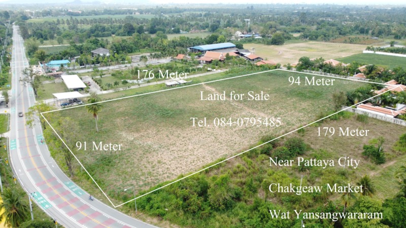 Land for Sale 10 Rai ขายที่ 10 ไร่ ติดถนน ทางหลวงชนบท ใกล้ เมืองพัทยากับตลาดชุมชนจีนเก่าชากแง้ว