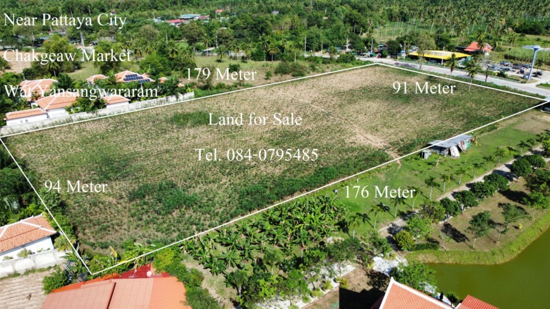 Land for Sale 10 Rai ขายที่ 10 ไร่ ติดถนน ทางหลวงชนบท ใกล้ เมืองพัทยากับตลาดชุมชนจีนเก่าชากแง้ว