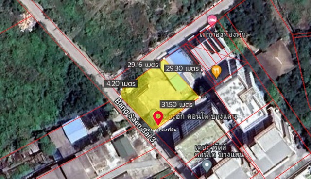 ที่ดิน ที่ดิน บางแสน 0 RAI 2 NGAN 99 sq.wa 14500000 B. ใกล้ มหาวิทยาลัยบูรพา: 1.3 กิโลเมตร Good แปลงหัวมุม, ทรงสี่เหลี่ยม และเหมาะเอาไปพัฒนาโครงการ