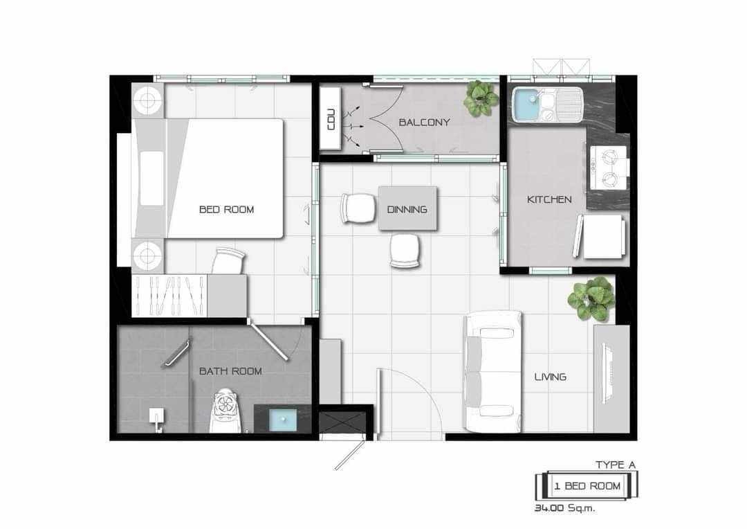 ให้เช่า10,000บ. ขาย2.2ล. คอนโดเดอะกรีนซิตี้2 The Greencity Condo2 ชั้น7, 34ม. หน้า รร.วชิรวิทย์ โครงการ CBP ต.หนองป่าครั