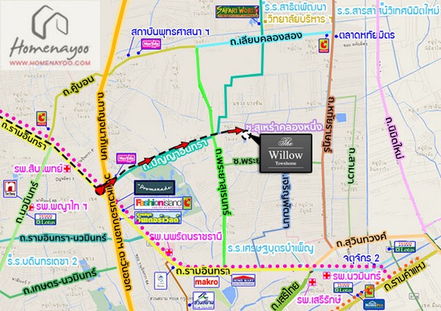 POR4270 ขายทาวน์โฮม เดอะ วิลโล่ ทาวน์โฮม รามอินทรา หลังมุม The Willow Townhome Ramintra ใกล้ห้างแฟชั่นไอส์แลนด์ ทิศตะวันออกเฉียงใต้