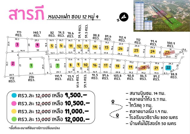 ขายที่ดินจัดสรร เริ่ม59.5ตรว. 654,500บาท ฟรีโอน ใกล้ รร.วชิราลัย ต.หนองแฝก อ.สารภี เชียงใหม่