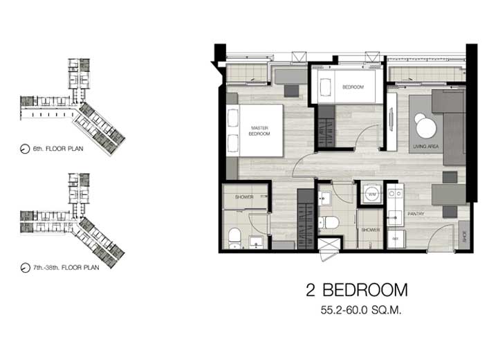 ขายคอนโด เดอะคีย์ สาทร-เจริญราษฎร์ 2bed 2bath ขนาด55ตรม. ชั้น17 ห้องใหม่มือ1 ยังไม่เคยเข้าอยู่ ตกแต่งสวย