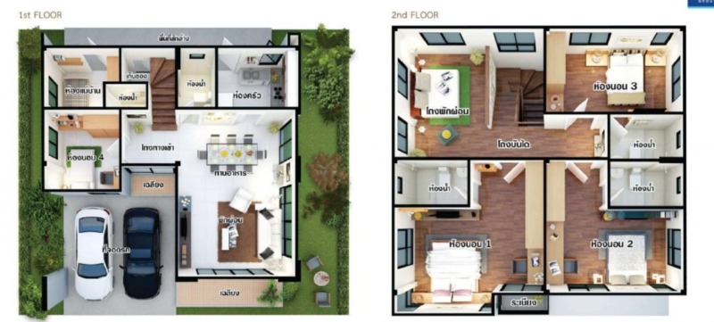 ให้เช่าบ้านเดี่ยว 2 ชั้น โครงการบ้านลุมพินี สวนหลวง ร.9 เนื้อที่ 54 ตารางวา พื้นที่ใช้สอย 216 ตารางเมตร 4 ห้องนอน 4 ห้อง