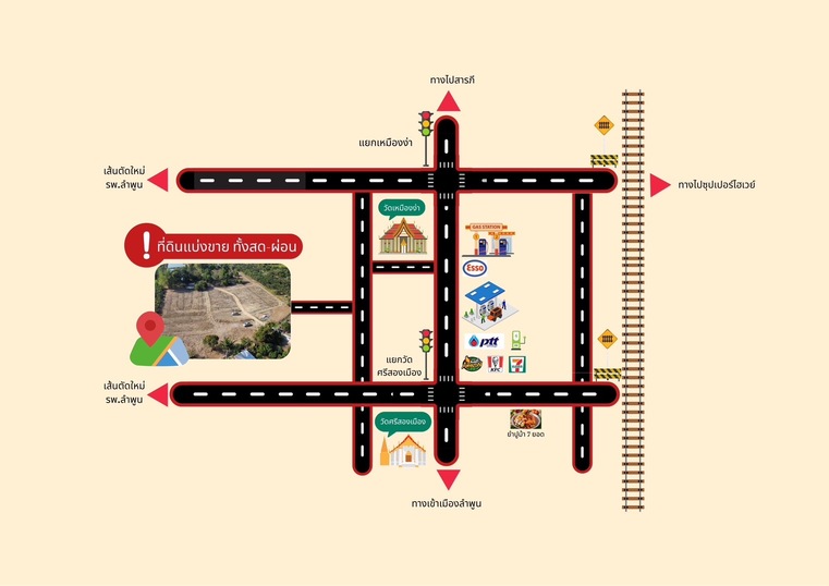 ขาย ที่ดินเปล่า พร้อมขาย ถนน เจริญราษฎร์ เหมืองง่า เมือง ลำพูน