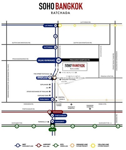 DSL-569 FOR RENT คอนโดมิเนียม SOHO Bangkok Ratchada โซโห แบงค็อก รัชดา 26SQUARE METER 24000 thb ใกล้กับ ใกล้ MRT ห้วยขวา