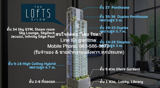 ขายคอนโดหรู “เดอะ ลอฟท์ สีลม (The Lofts Silom)” ชั้น 14 (78 ตร.ม. 2 น 2 น้ำ), ราคา 14.5 ล้านบาท