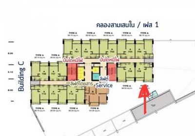 TC Green Condo อาคาร C ชั้น 22 ห้องมุมวิวสระว่ายน้ำขนาด 40 ตร.ม.