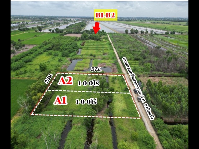 ขายที่ดินเปล่า คลองห้าตะวันตก ซอยเกิดแจ้ง อ.คลองหลวง จ.ปทุมธานี เนื้อที่ 400 ตรว. วิวรีสอร์ท ริมคลอง