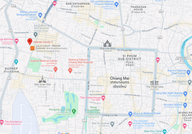 ฮิลล์ไซด์ 3 คอนโดมิเนียม ถนนนิมมาน ใกล้ห้างเมญ่า 36 ตรม. 1 ห้องนอน ชั้น6 ตกแต่งครบ