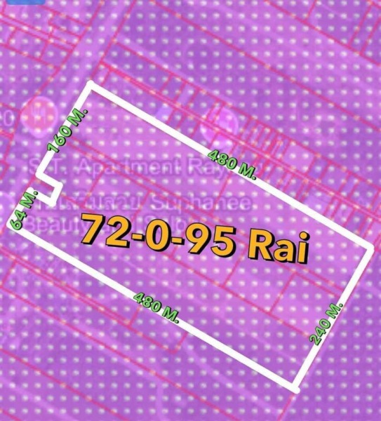 เสนอขายที่ดินทำเลสร้างโรงงานระยอง เนื้อที่ 72-0-95ไร่ ผัง สีม่วงลายจุดขาว