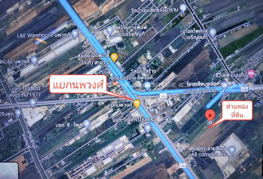 ที่ดินจัดสรรล็อคที่ 9 ถ.346 ต.หน้าไม้ อ.ลาดหลุมแก้ว จ.ปทุมธานี