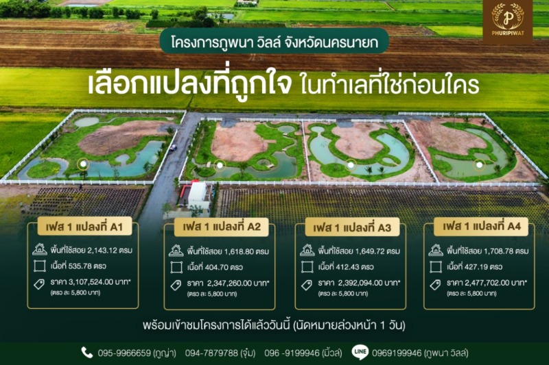 ขายถูกมาก!! ที่ดินจัดสรร สไตล์สวนเกษตรผสมผสาน ใกล้ชิดธรรมชาติ วิวสวย บรรยากาศดี ทำเลเยี่ยม อ.องค์รักษ์ จ.นครนายก