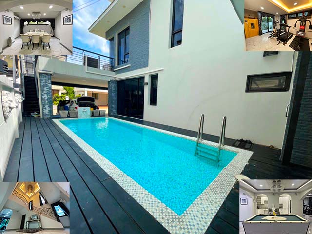 ให้เช่าคฤหาสน์หรู PoolVilla แอร์9ตัว 4นอน ลดราคาครึ่ง จากแสนบาท ครัวฝรั่ง ครัวไทย ซาวน่า ให้เช่า 2ชั้น 121 ตารางวา 511 ต