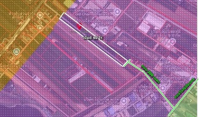 ขายที่ดินถมแล้วเขตEEC ผังที่ดินม่วงจุดสีขาว 40 ไร่ อ.เมืองฉะเชิงเทราเหมาะสร้างโรงงานทุกประเภท