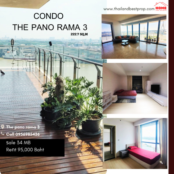 3 unites The Pano Riverside Condominium located at Rama 3 road A fully furnished corner room with spectacular view of Chaopraya River.