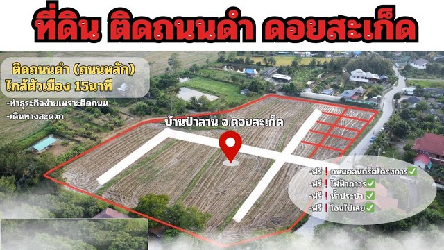 ขายที่ดินเริ่ม51-120ตรว. 453,000บ. ฟรีโอน สาธารณูปโภค ทำเลค้าขาย หมู่3 ต.สง่าบ้าน ต.ดอยสะเก็ด เชียงใหม่